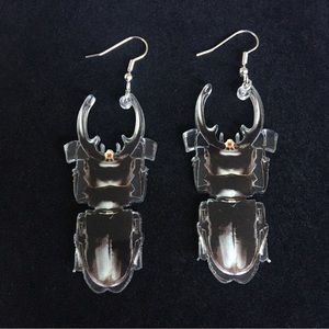 Beetle Bug Acrylic Dangle Earrings